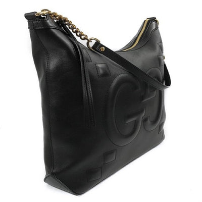 Gucci Apollo Embossed GG Dadini Black Leather Medium Hobo Bag 453562