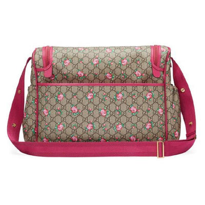 Gucci BABY GG Supreme Canvas Pink Leather Trim Rose Trim Diaper Pack 123326