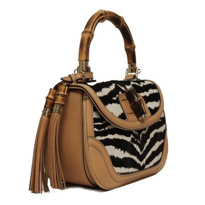 Gucci Bamboo Top Handle Peggy Pony Hair Handbag 254884