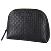 Gucci Black Nero Leather Micro GG Guccissima Cosmetic Case Bag 449893