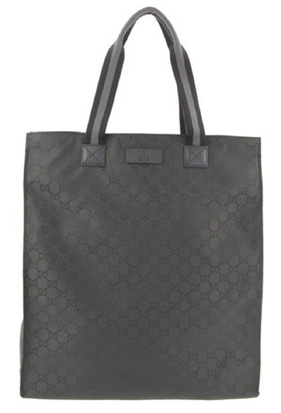 Gucci Black Nylon GG Canvas Medium Leather Open Shopping Tote Bag 449177