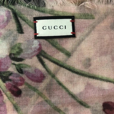 Gucci Blooms Womens Floral Cashmere Pink Geranea Scarf Wrap 406227