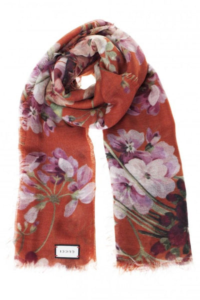 Gucci Blooms Womens Floral Cashmere Red Geranea Scarf Wrap 406227