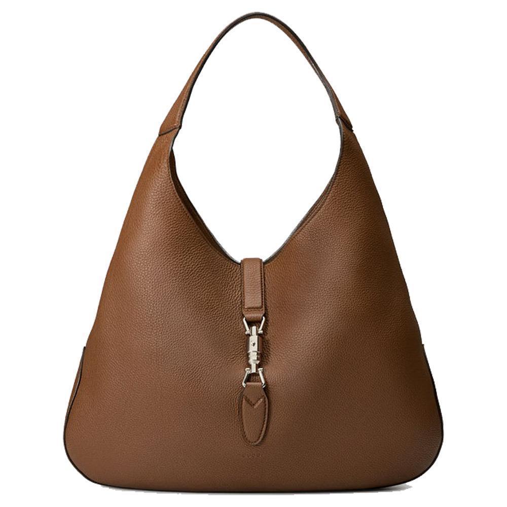 Gucci Brown Jackie Soft Pebbled Leather Brown Hobo Large Handbag 362968