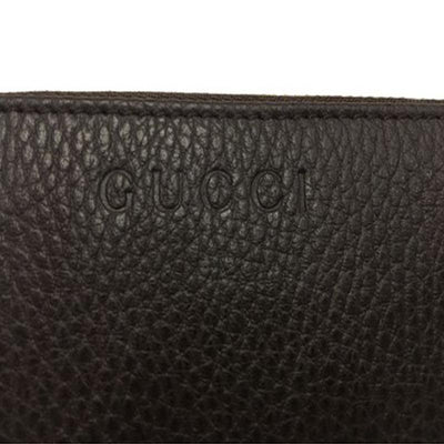 Gucci Classic Dark Brown Pebbled Leather Zip Around Women's Wallet 363423