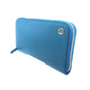 Gucci Cobalt Blue Teal Pebbled Leather Zip Around Wallet GG Charm Logo 449347