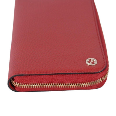 Gucci Dollar Calf Interlocking GG Logo Red Rosso Leather Continental Wallet 449347