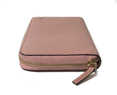 Gucci Dollar Calf Interlocking GG Logo Soft Pink Leather Zip Continental Wallet 449347