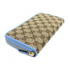 Gucci GG original Beige Logo Canvas Leather Mineral Blue Wallet 420113