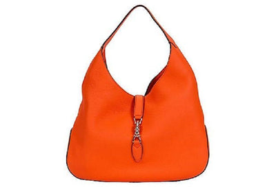 Gucci Jackie Grand Prix Soft Pebbled Vibrant Orange Leather Hobo Bag 362968