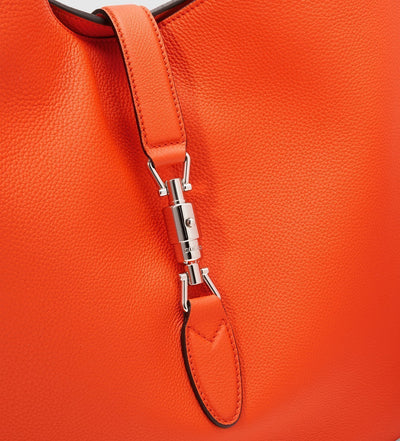 Gucci Jackie Grand Prix Soft Pebbled Vibrant Orange Leather Hobo Bag 362968