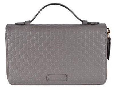 Gucci Large Gray Microguccissima GG Logo Double Zipper Travel Case 544250