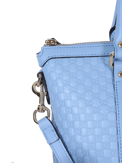 Gucci Leather Micro GG Sky Blue Convertible Purse Handbag 449656