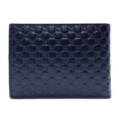 Gucci Men's Blue GG Microguccissima Leather Bifold Logo Wallet 292534