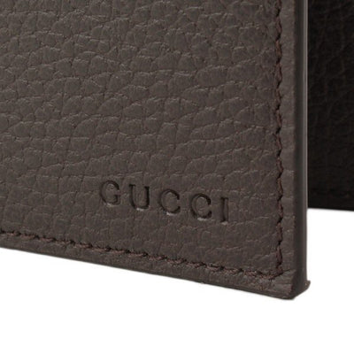 Gucci Men's Brown Dollar Calf Leather Bifold Coin Pocket Embossed Gucci Logo Wallet Gucci Logo 292534