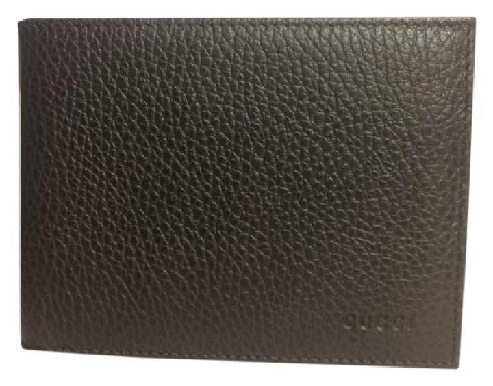 Gucci Men's Chocolate Leather Embossed Logo Tri-fold Billfold Wallet 217044