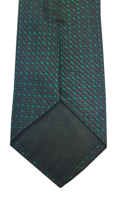 Gucci Men's Classic Dark Green and Black Necktie Woven Silk Luxury Tie 325877