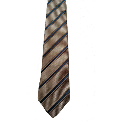 Gucci Men's Classic Tie White Camel Blue Striped Luxury Necktie 408862