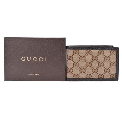 Gucci Men's Original Canvas Beige Brown GG Logo Bifold Wallet 292534