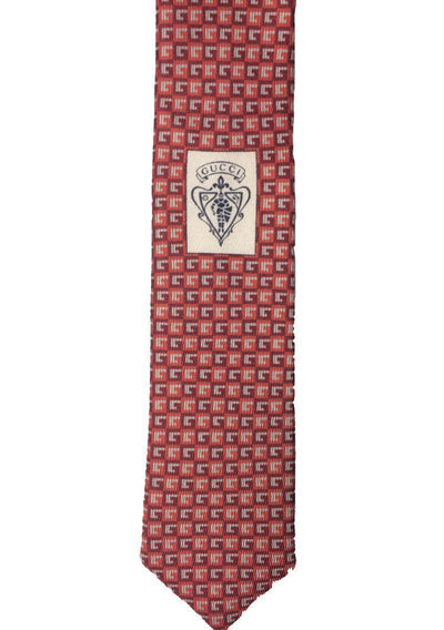 Gucci Men's Geometric Red Orange Necktie Luxury Tie 349407