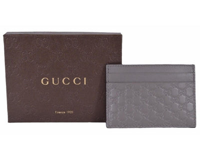 Gucci Men's GG Guccissima Leather Card Holder Wallet Gray 476010