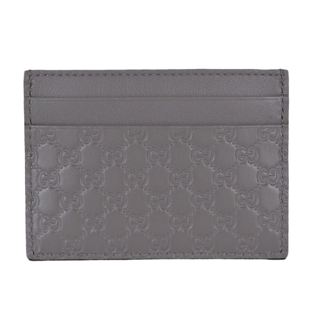 Gucci Men's GG Guccissima Leather Card Holder Wallet Gray 476010