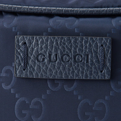 Gucci Men's Medium Nylon Guccissima Zip Around Leather Toiletry Tide Blue Bag 510338