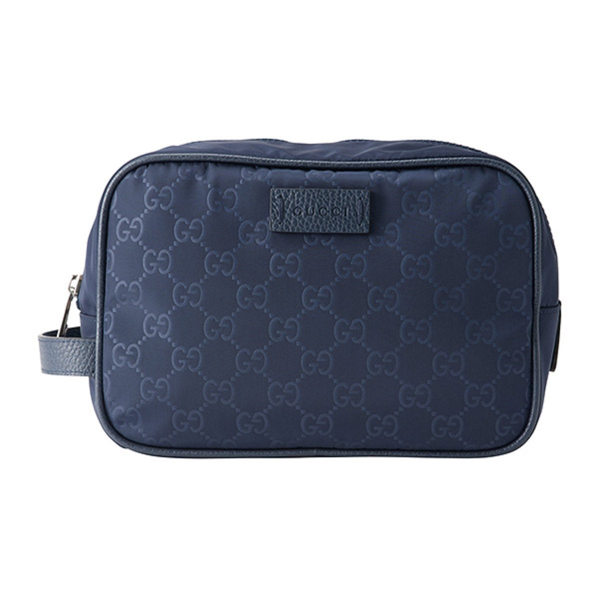 Gucci Men's Medium Nylon Guccissima Zip Around Leather Toiletry Tide Blue Bag 510338