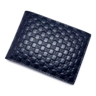 Gucci Men's Navy Blue Microguccissima Leather Bifold with Coin Pocket 367287