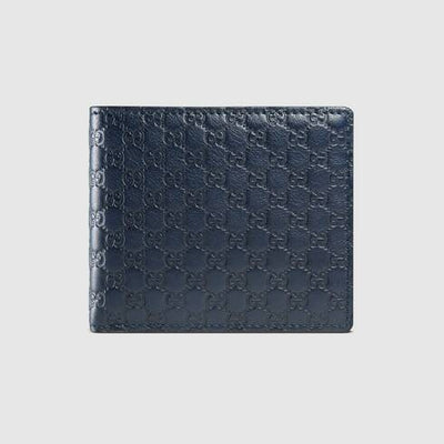 Gucci Men's Navy Blue Microguccissima Leather Bifold with Coin Pocket 367287