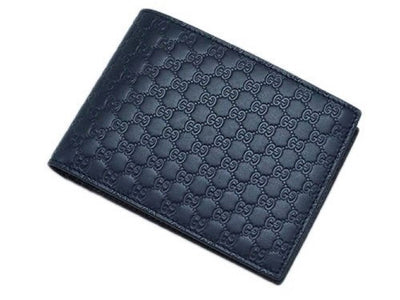 Gucci Men's Navy Blue Microguccissima Leather Bifold with Coin Pocket 367287