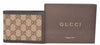 Gucci Men's Original GG Logo Beige Brown Canvas Leather Trim Trifold Wallet 217044