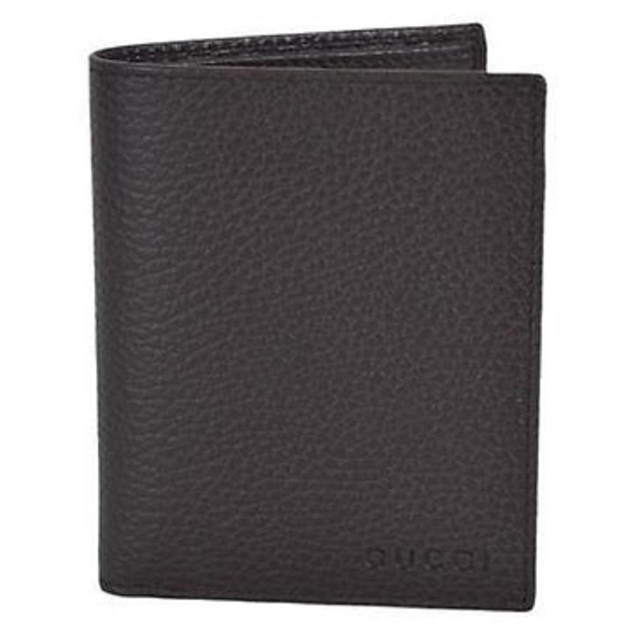 Gucci Men's Pebbled Leather Embossed Logo Vertical Wallet 292533