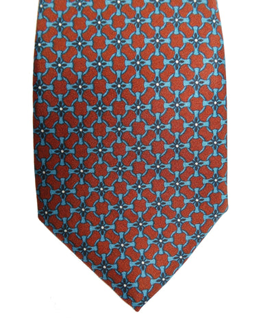 Gucci Men's Red and Blue Twill Patterned Necktie 408867