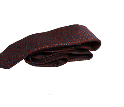 Gucci Men's Red and Blue Twill Patterned Necktie 408867