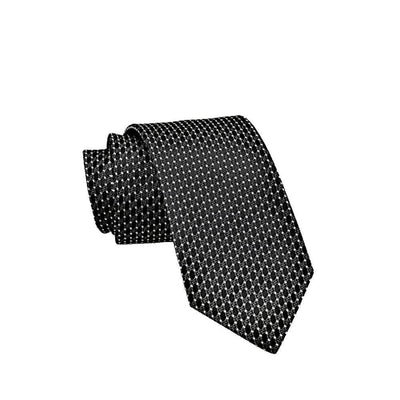 Gucci Mens 100% Silk Twill Black/Ivory Silk Woven Tie Necktie 349391