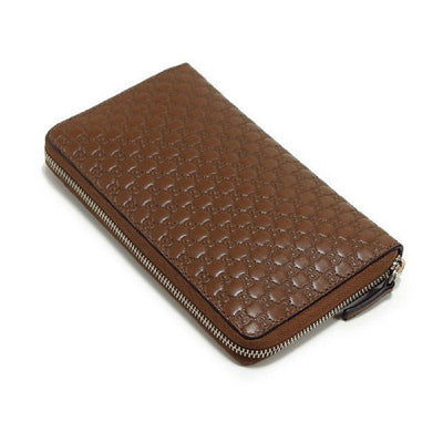 Gucci Mens Acero Brown Microguccissima Soft Leather Zipper Continental Wallet 391465