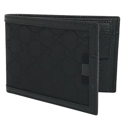 Gucci Mens Black Nylon GG Bifold Wallet 292534