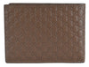 Gucci Mens Acero Brown Microguccissma GG Embossed Leather Bifold Wallet 278596