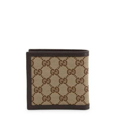 Gucci Mens Dollar Calf Original Beige/Brown GG Canvas Bifold Coin Wallet 150413