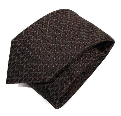 Gucci Mens Interlocking Gg Woven 100% Silk Tie, Brown 349391