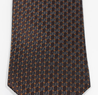 Gucci Mens Interlocking Gg Woven 100% Silk Tie, Brown 349391