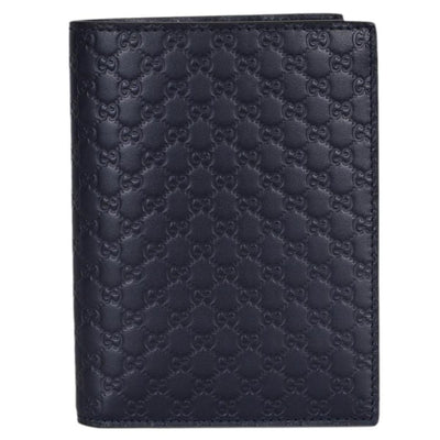 Gucci Mens Midnight Blue GG Logo Vertical Passport Holder Microguccissima Soft Leather 496948