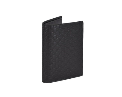 Gucci Mens Nero Black GG Logo Vertical Passport Case Microguccissima Soft Leather 496948