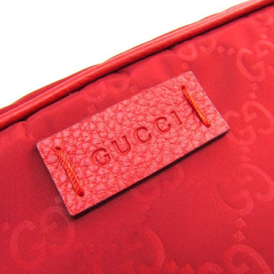 Gucci Mens Small Vibrant Red Pouch GG Logo Print Zip Around Guccissima Nylon Bag 510341