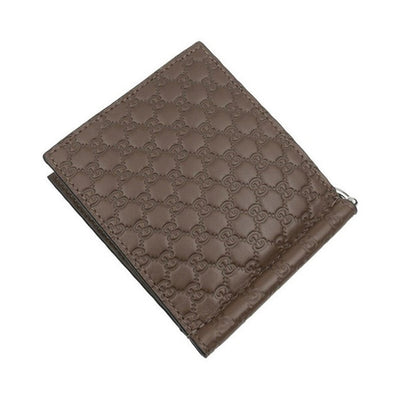 Gucci Mens Womens Microguccissima GG Acero Brown Soft Leather Money Clip Card Case 544478