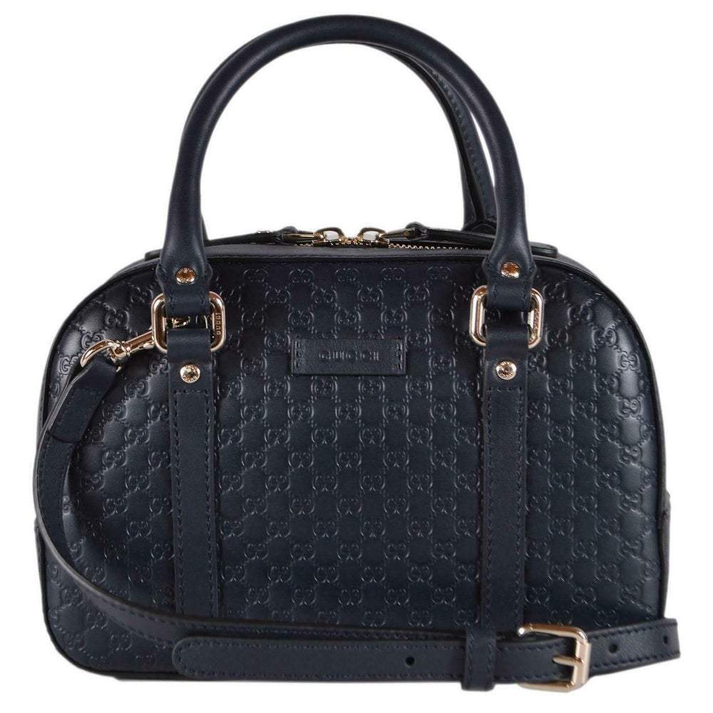 Gucci Micro Guccissima Soft Dollar Calf Maragaux Navy Blue Zip Top Bag 510289