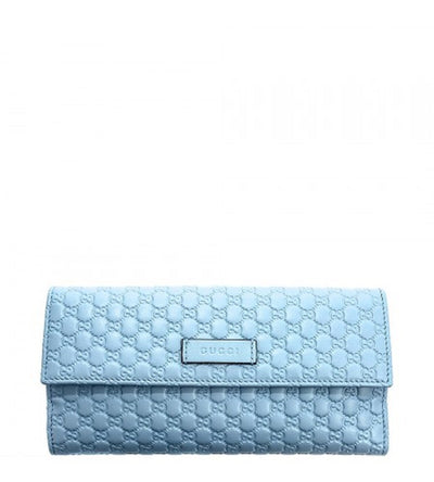 Gucci Microguccissma Mineral Blue Leather Continental Flap Wallet 449393