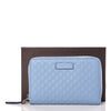 Gucci Mineral Blue Microguccissima Embossed GG Leather Zip Around Wallet 449423