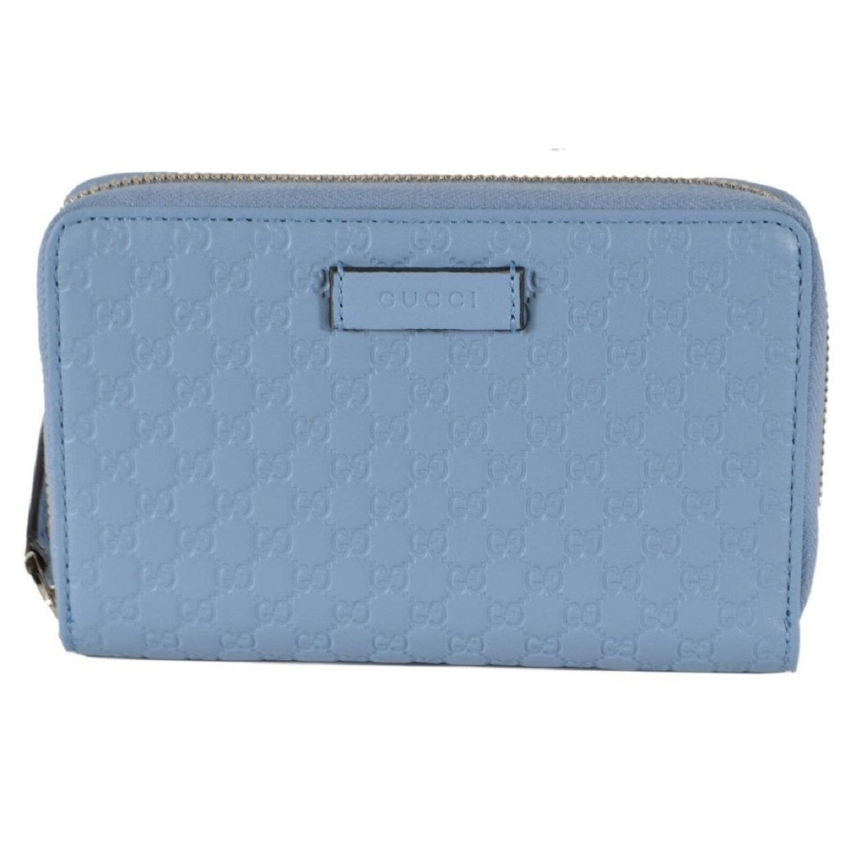 Gucci Mineral Blue Microguccissima Embossed GG Leather Zip Around Wallet 449423